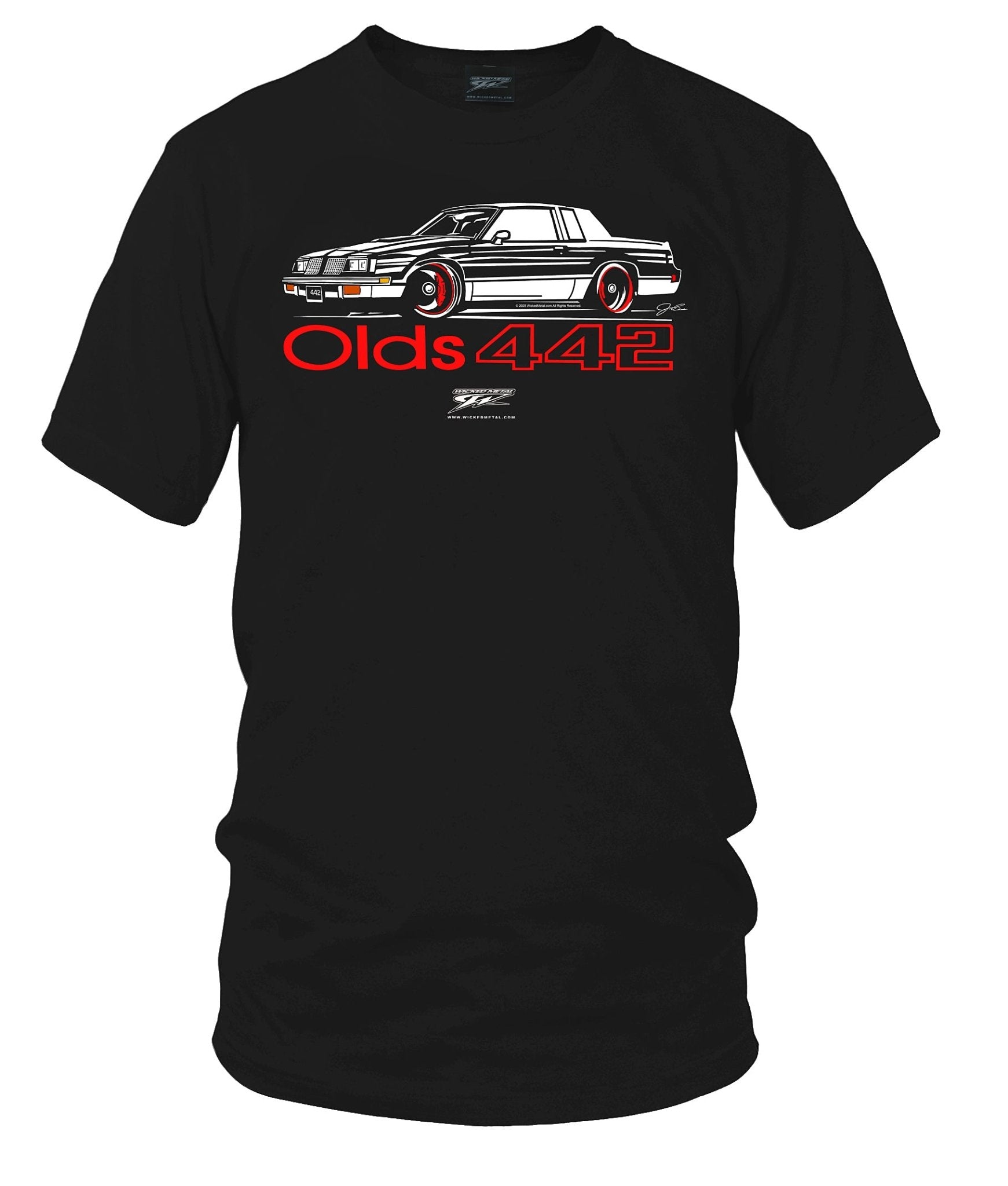 85 - 87 Olds 442 Stylized t shirt, 5th Generation 442 - Wicked Metal - Wicked Metal