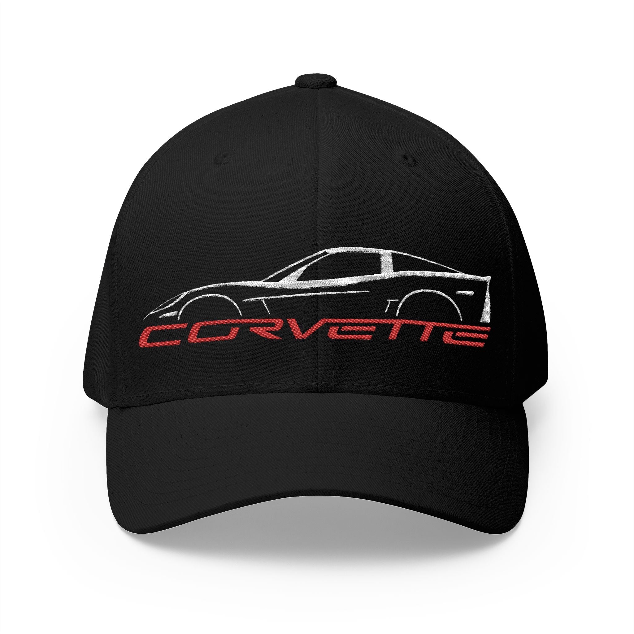 C6 Corvette Silhouette Closed - Back Structured Cap (Embroidery) - C6 Corvette hat - Wicked Metal