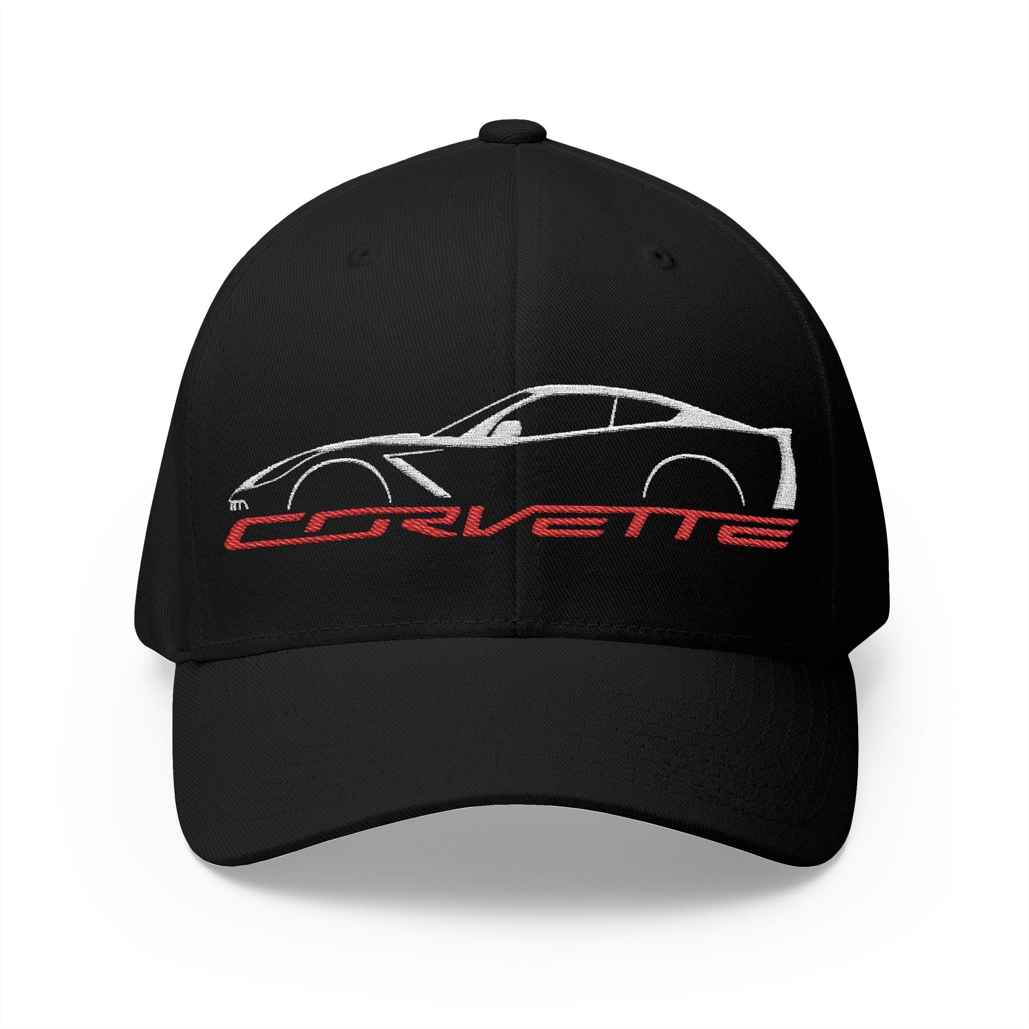 C7 Corvette Silhouette Closed - Back Structured Cap (Embroidery) - C7 Corvette hat - Wicked Metal