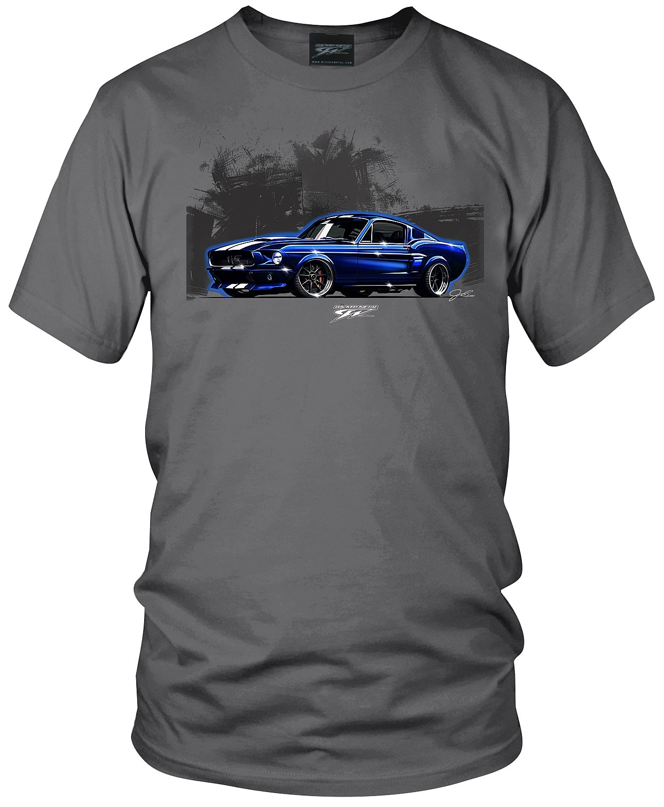 Classic Mustang Shirt - 1968 Mustang Blue Fastback tee shirts - Wicked Metal
