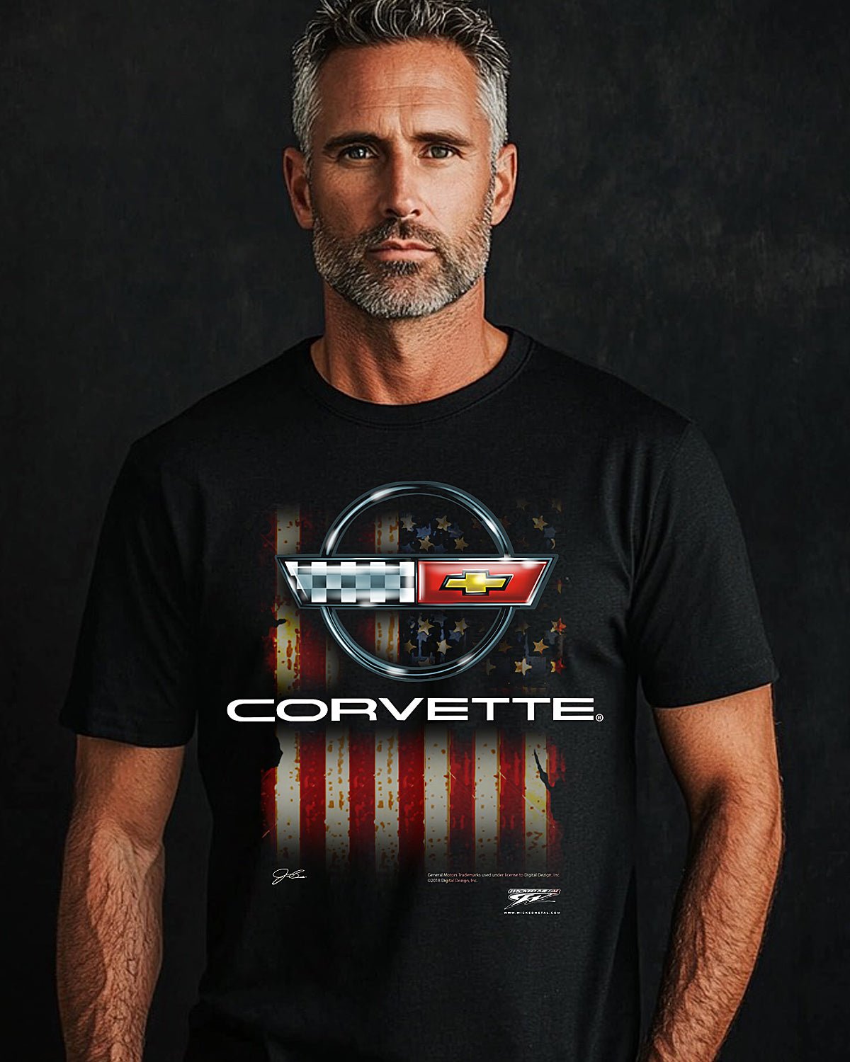 Corvette c4 Flag - Corvette C4 Flag logo shirt - Wicked Metal