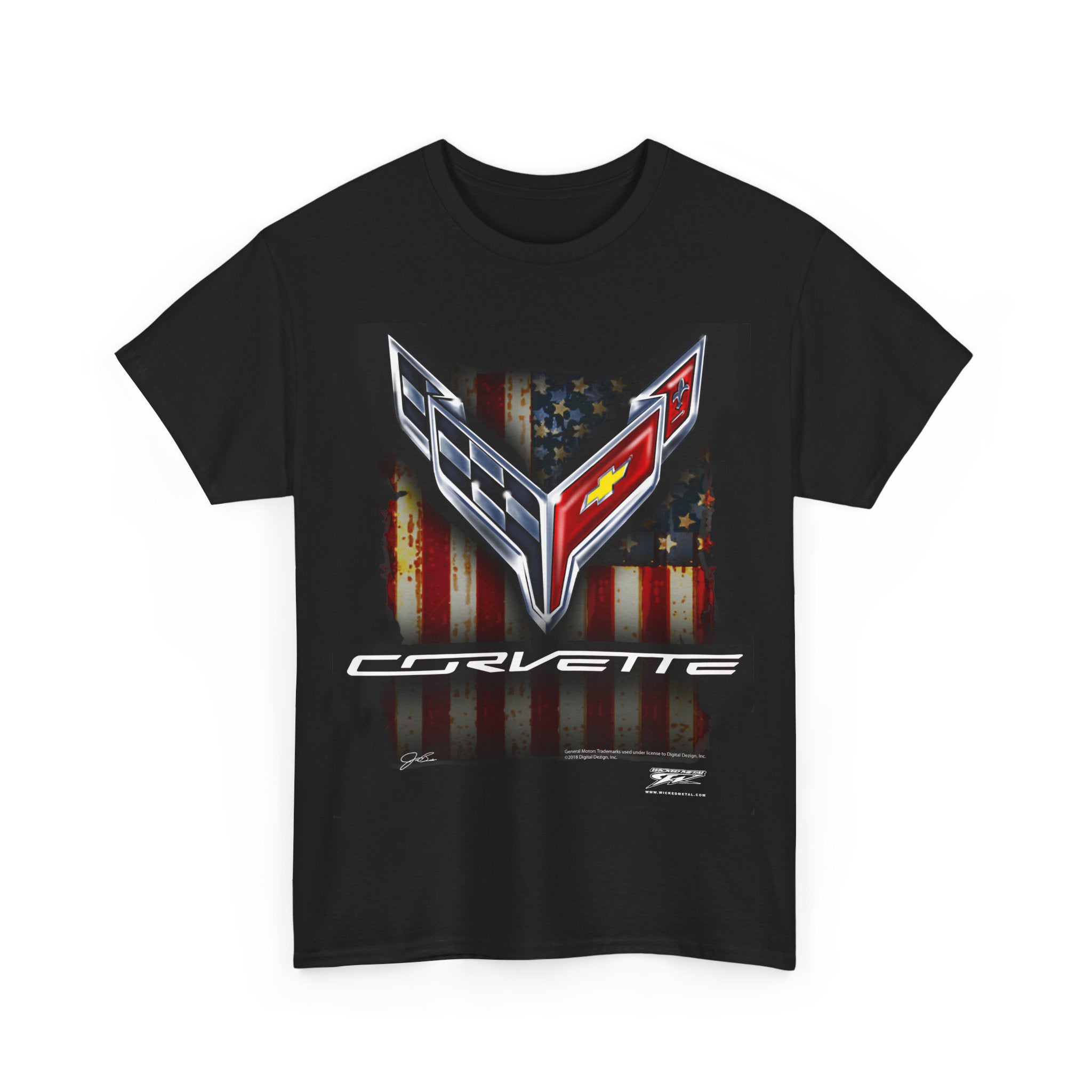 Corvette c8 Flag - Corvette C8 Flag logo shirt - Wicked Metal