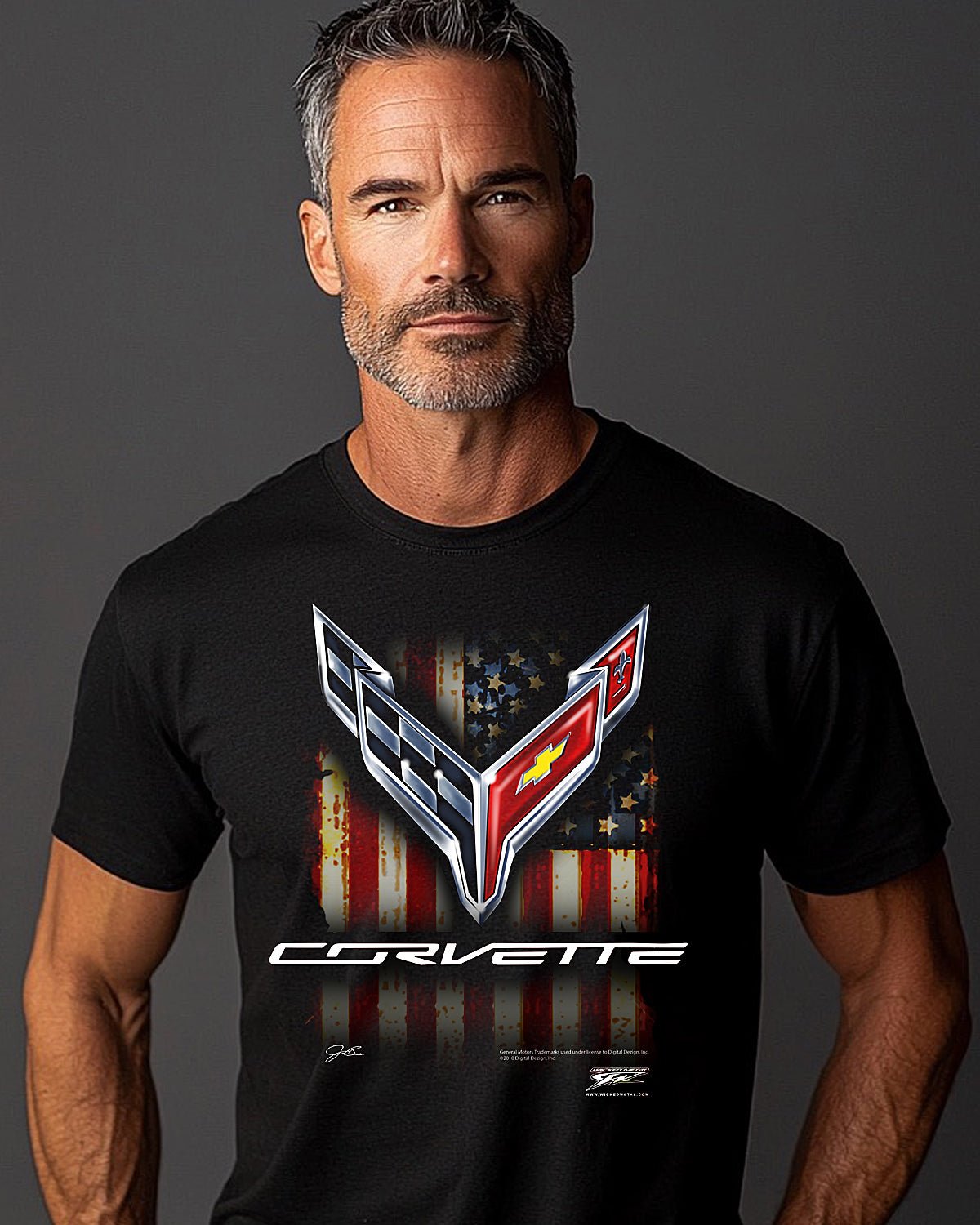 Corvette c8 Flag - Corvette C8 Flag logo shirt - Wicked Metal