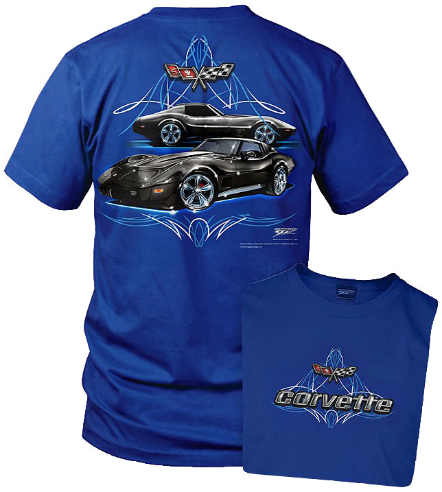 C3 Corvette US Flag T-Shirt - Classic Muscle Car Graphic Tee For Men (Black, XX-Large)