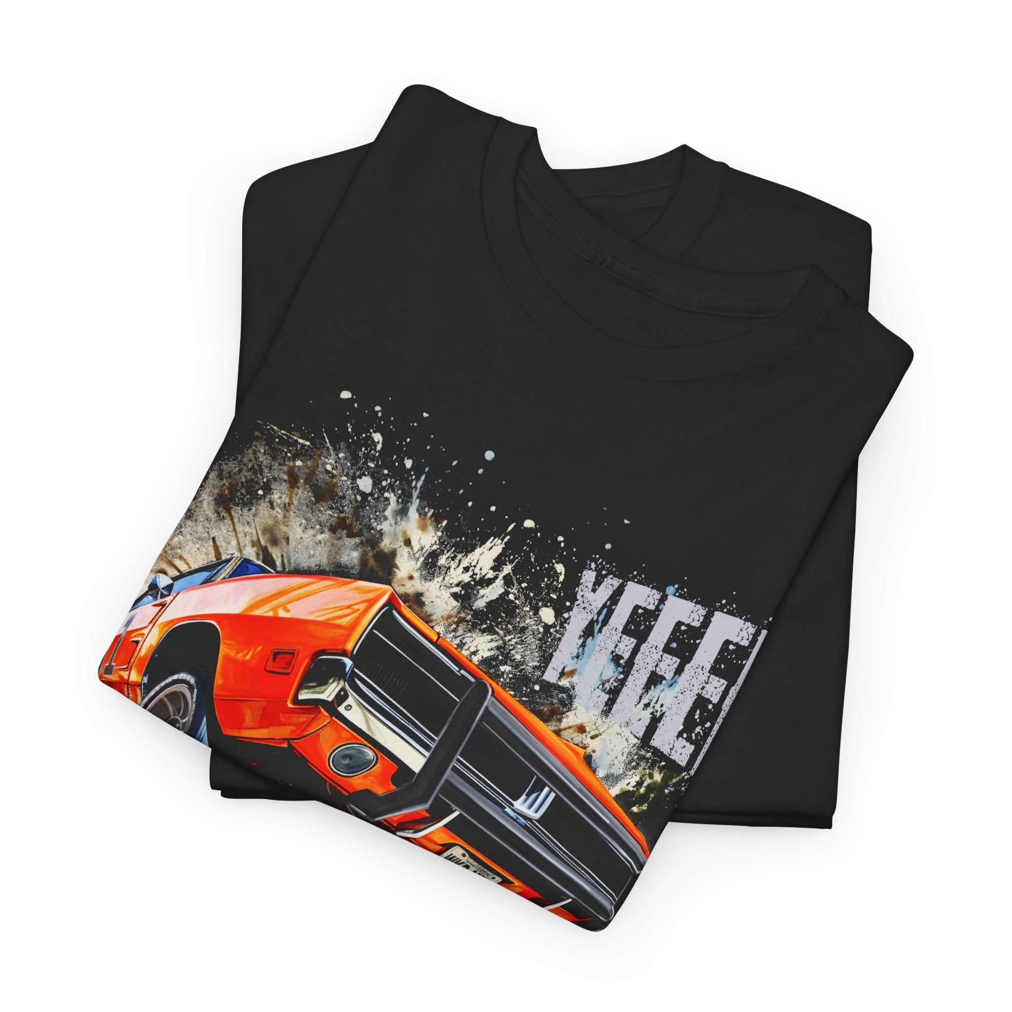 Dodge Charger Jump YeeHaw t-shirt, Dukes of Hazzard Style t-shirt Black - Wicked Metal - Wicked Metal