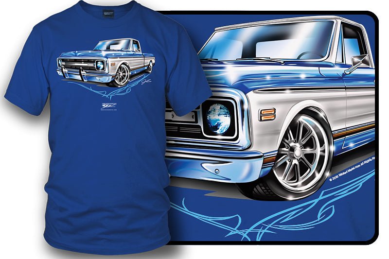 Blue Chevy C-10 square body - Truck T-Shirt - Chevy c-10 t-Shirt - Wicked Metal