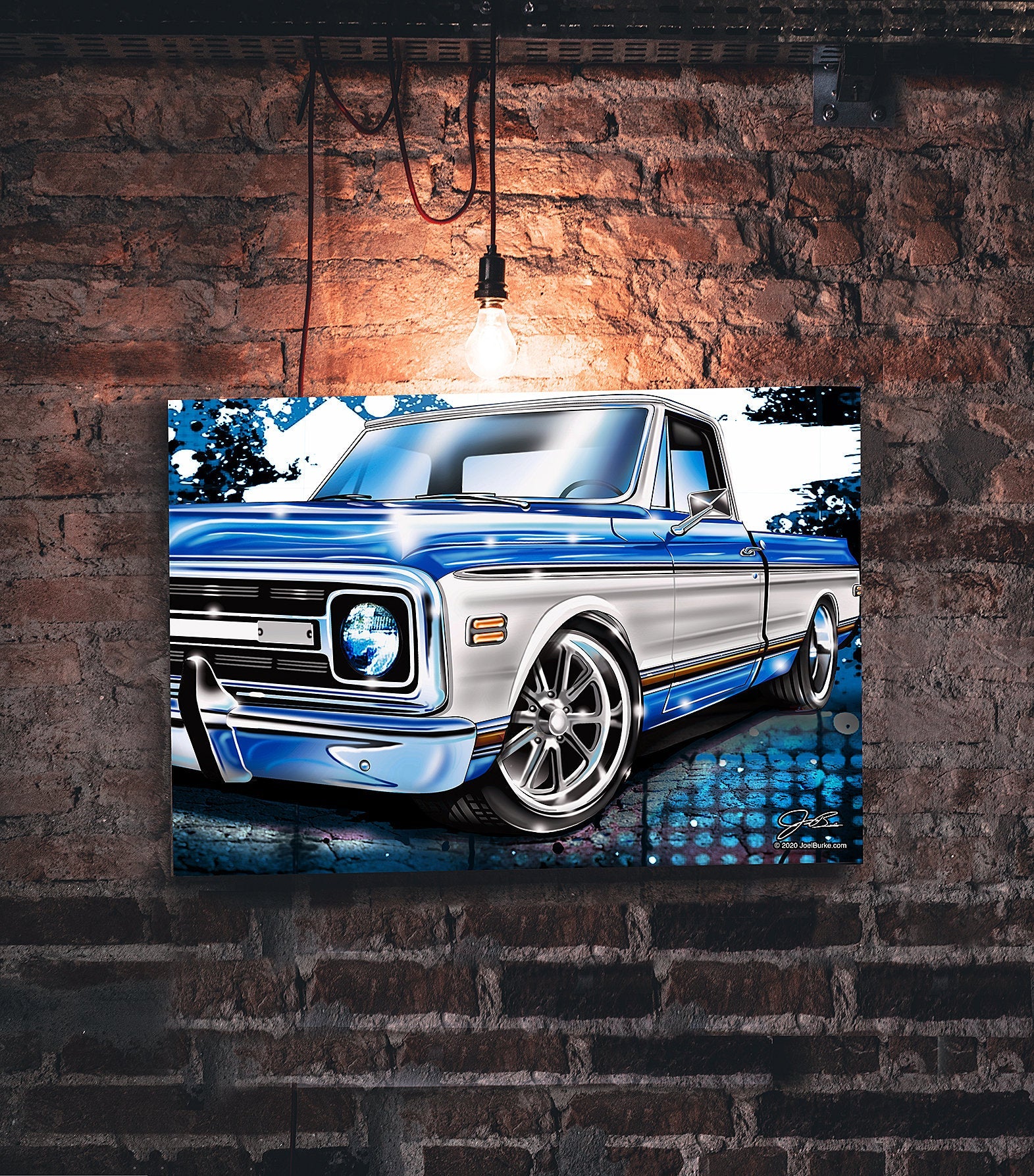 C10 Truck, Vintage truck wall art - garage art - Wicked Metal