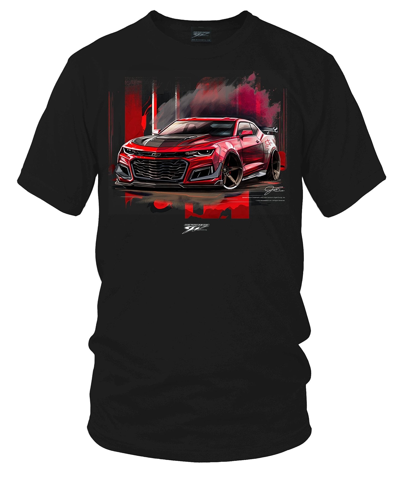 Camaro ZL1 Red Splash 5th Gen Stylized - 2010s ZL1 Camaro - Chevy Camaro t shirt - Wicked Metal - Wicked Metal