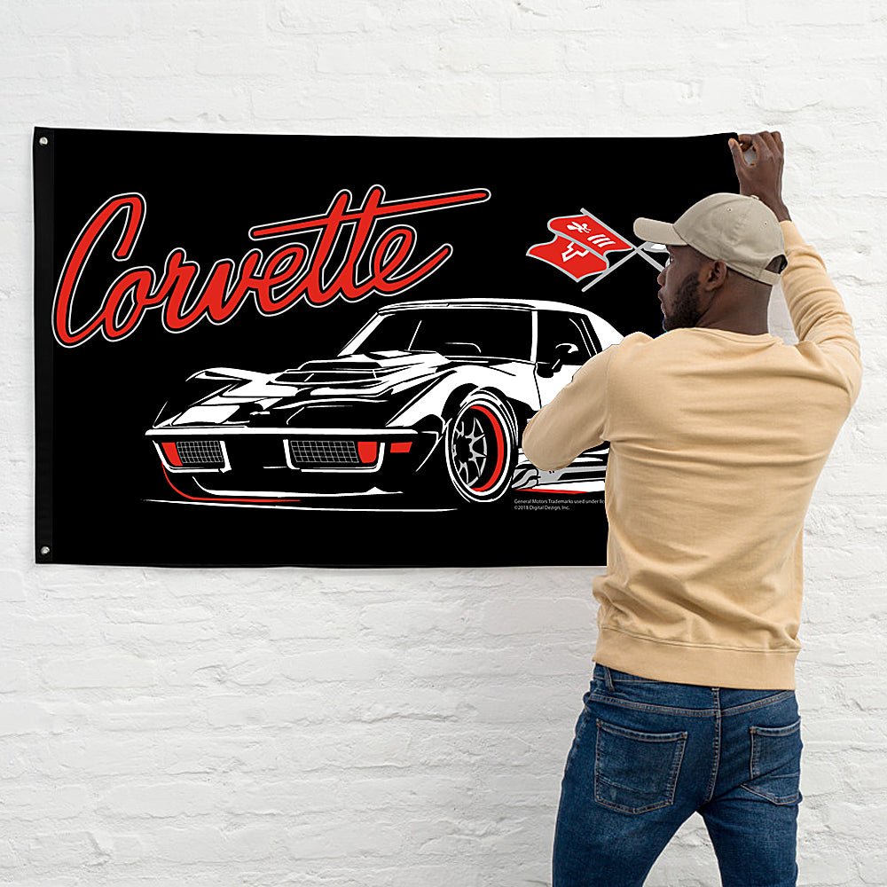 Corvette C3 Banner, wall art - garage banner art 24" X 48" - Wicked Metal