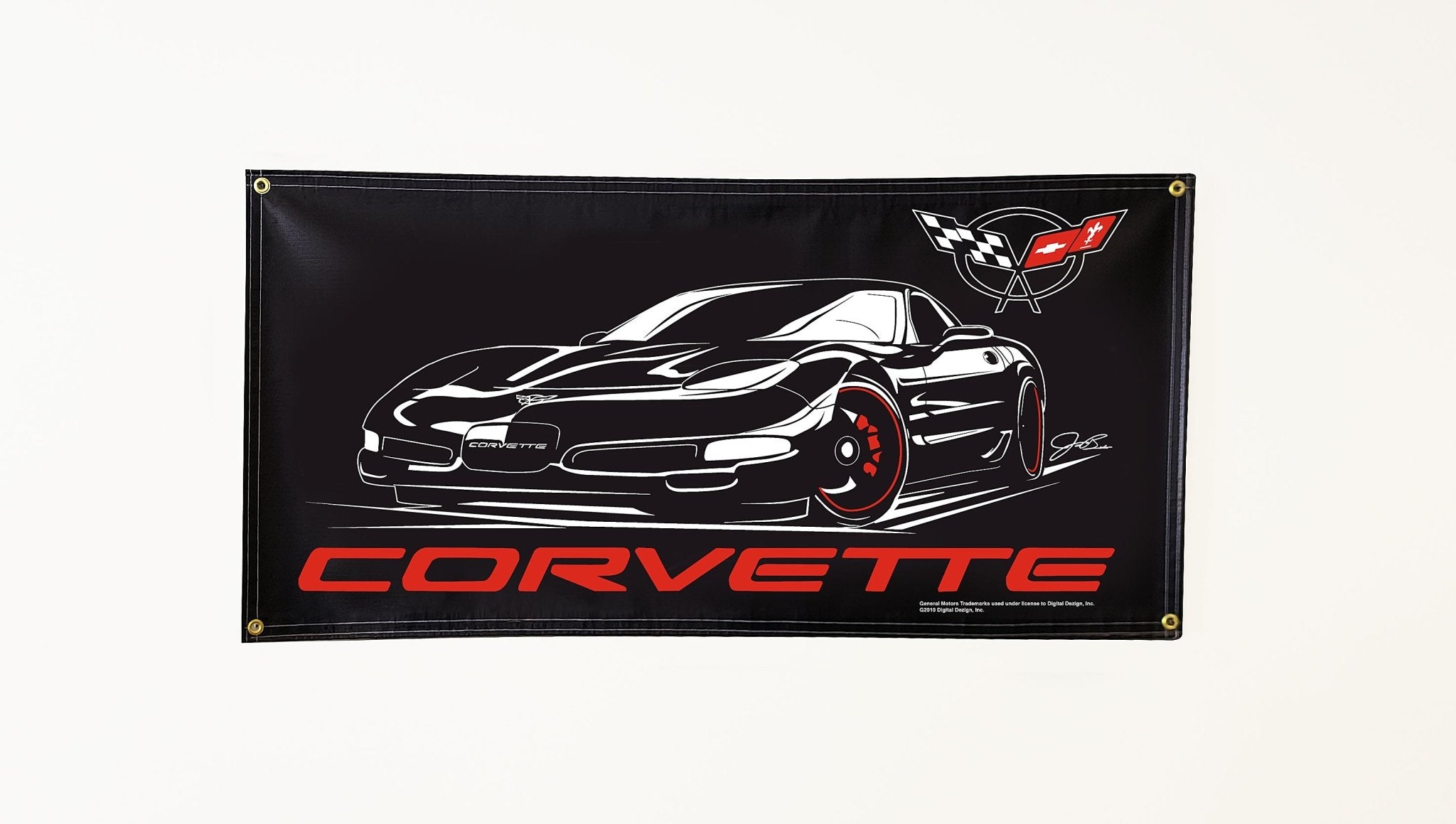 Corvette C5 Banner, wall art - garage banner art 24" X 48" - Wicked Metal