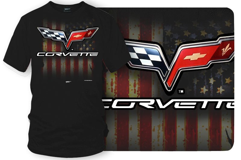 Corvette c6 logo - American Flag C6 logo shirt - Wicked Metal