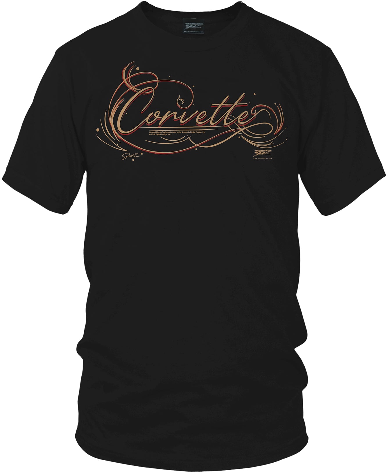 Corvette Pinstriped Script lettering - Corvette Script logo shirt - Wicked Metal