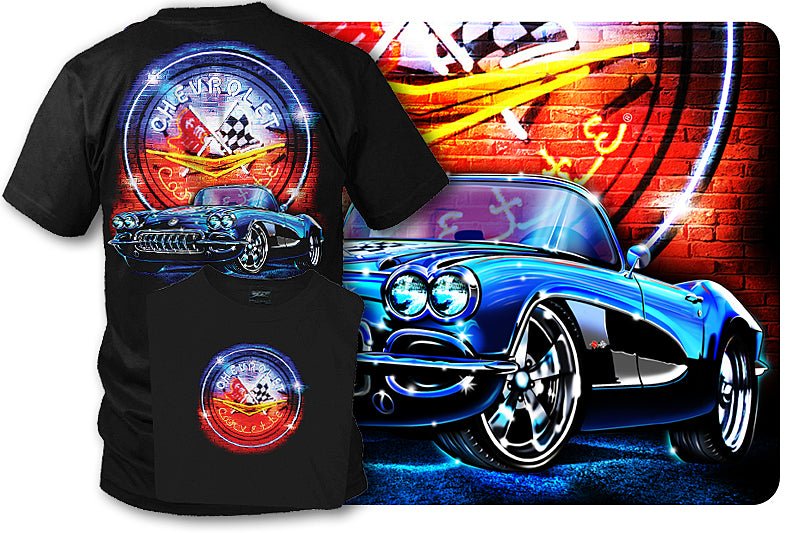 Corvette shirt - Neon - 1958 Corvette shirt - Wicked Metal