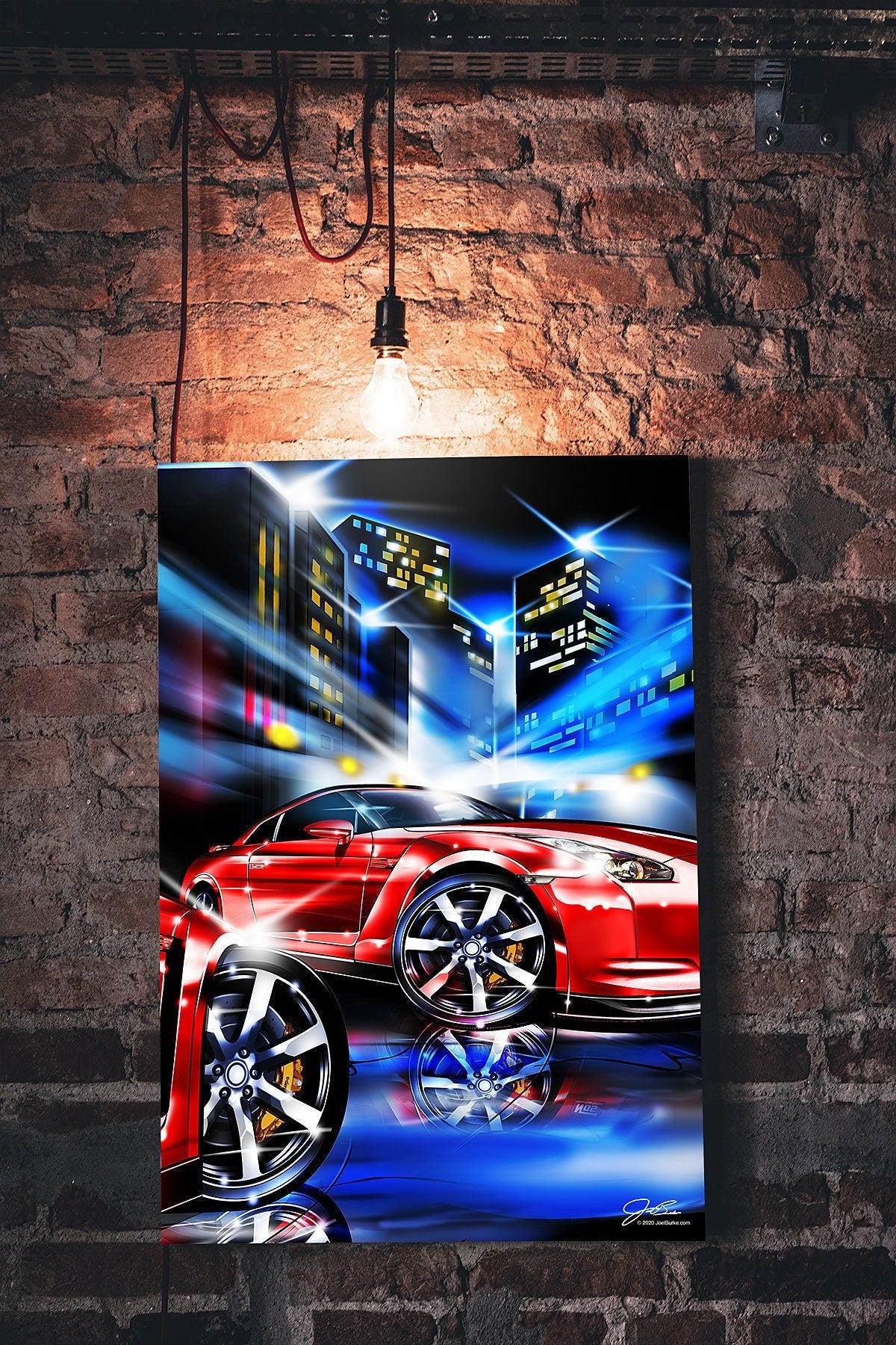 GTR in the city, GTR Car wall art - garage art - Wicked Metal