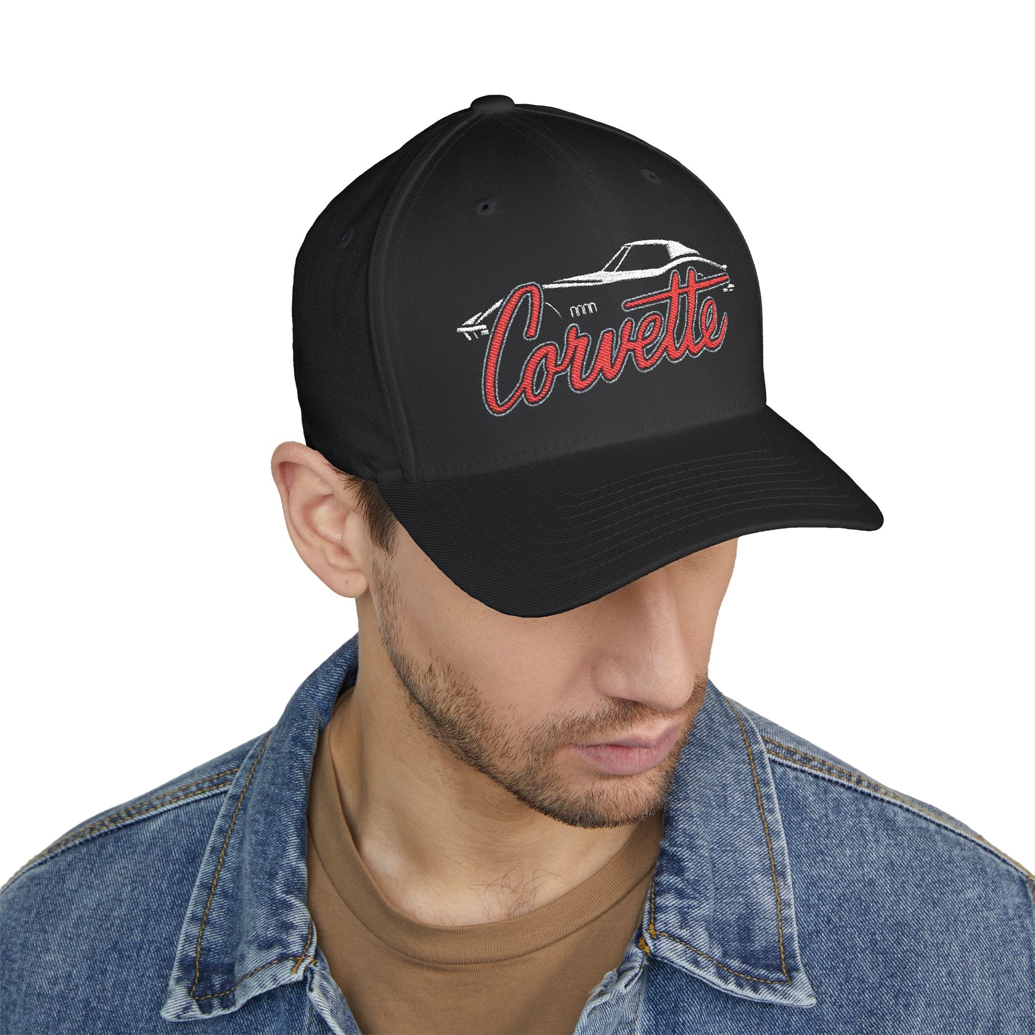 C3 Corvette Silhouette Closed - Back Structured Cap (Embroidery) - C3 Corvette hat - Wicked Metal