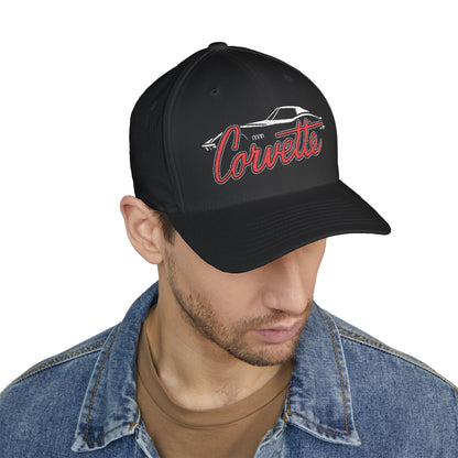 C3 Corvette Silhouette Closed - Back Structured Cap (Embroidery) - C3 Corvette hat - Wicked Metal