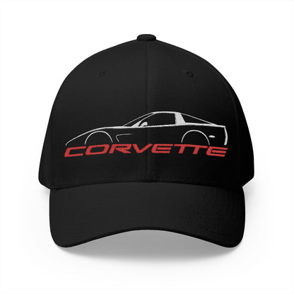 C5 Corvette Silhouette Closed - Back Structured Cap (Embroidery) - C5 Corvette hat - Wicked Metal
