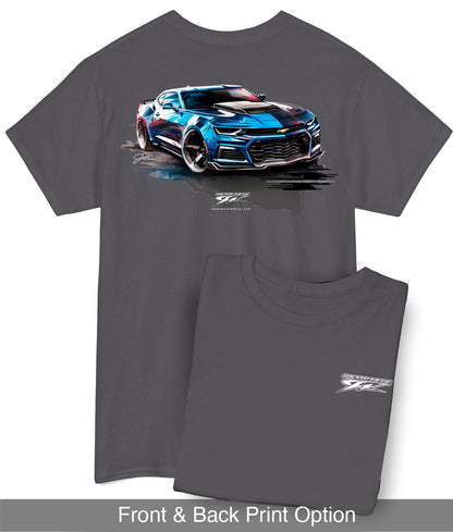 Camaro Blue ZL1 Watercolor 5th Gen - 2010s ZL1 Camaro - Chevy Camaro t shirt - Wicked Metal - Wicked Metal