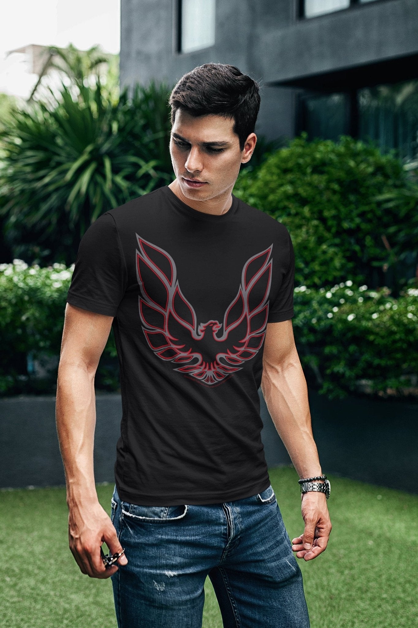 TA logo Grey & Red t shirt - Trans Am emblem - Muscle Car Shirt - Wicked Metal