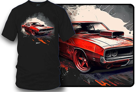 Image of 1969 Dodge Red Charger Blast - Muscle Car T-Shirt - Charger t-Shirt - Wicked Metal