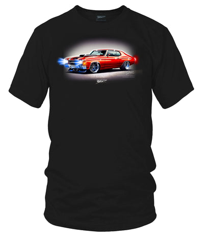 Image of 1971 red Chevelle at night Shirt - Muscle Car T-Shirt - 1971 Chevelle - Wicked Metal