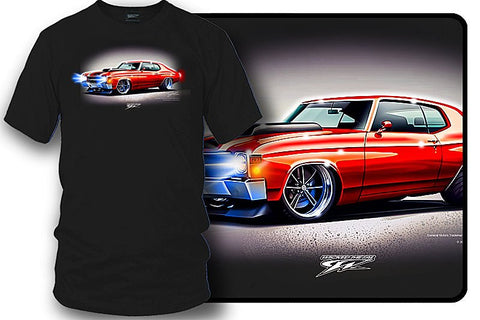 Image of 1971 red Chevelle at night Shirt - Muscle Car T-Shirt - 1971 Chevelle - Wicked Metal
