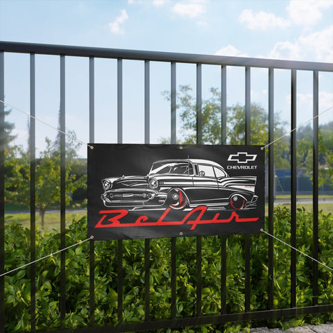 Image of Bel Air Stylized Banner, wall art - garage banner art 24" X 48" - Wicked Metal
