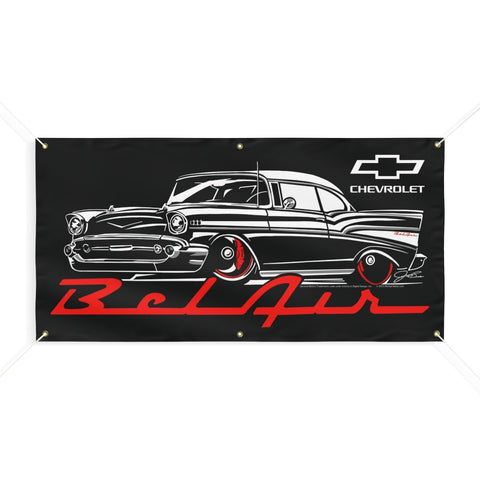 Image of Bel Air Stylized Banner, wall art - garage banner art 24" X 48" - Wicked Metal