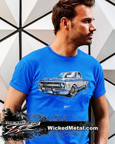 Image of Blue Chevy C-10 square body - Truck T-Shirt - Chevy c-10 t-Shirt - Wicked Metal