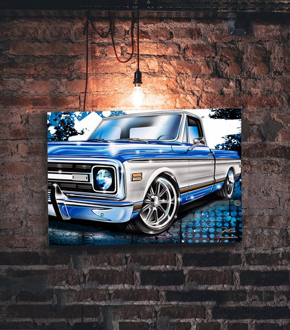 Image of C10 Truck, Vintage truck wall art - garage art - Wicked Metal