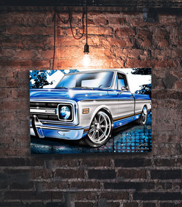 C10 Truck, Vintage truck wall art - garage art - Wicked Metal