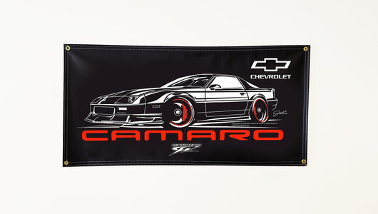 Camaro 3rd Gen Stylized Banner, wall art - garage banner art 24" X 48" - Wicked Metal