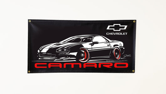 Camaro 4th Gen Stylized Banner, wall art - garage banner art 24" x 48" - Wicked Metal