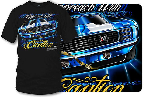 Image of Camaro gear - Approach with Caution - 1969 Camaro Z28 camaro tee shirt - Wicked Metal