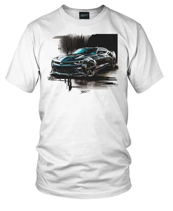 Camaro ZL1 Black Splash on White 5th Gen Stylized - 2010s ZL1 Camaro - Chevy Camaro t shirt - Wicked Metal - Wicked Metal