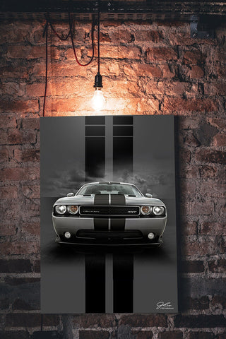 Image of Challenger art, Challenger painting, Challenger racing stripes - garage art - Wicked Metal