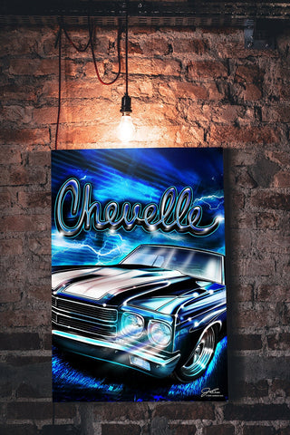 Image of Chevelle Heavy Metal, Muscle Car wall art - garage art - Wicked Metal