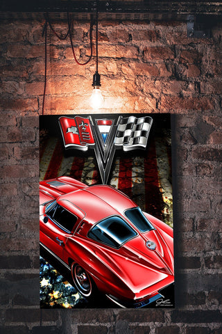 Image of Corvette 1963 Split window Muscle Car wall art - garage art - Wicked Metal