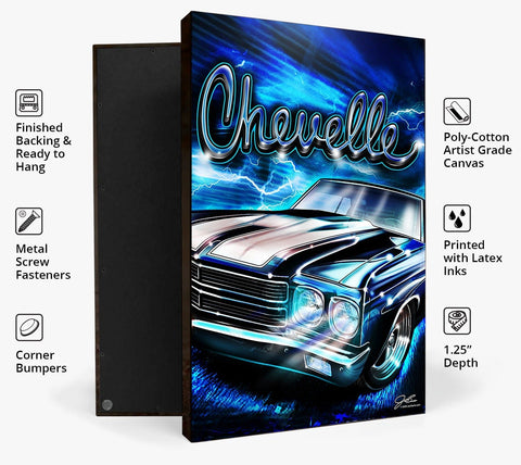 Image of Corvette art, Corvette painting, C2 Corvette with Neon Sign - garage art - Wicked Metal