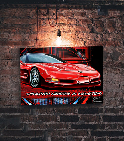 Image of Corvette art, Corvette painting, C5 Weapon - garage art - Wicked Metal