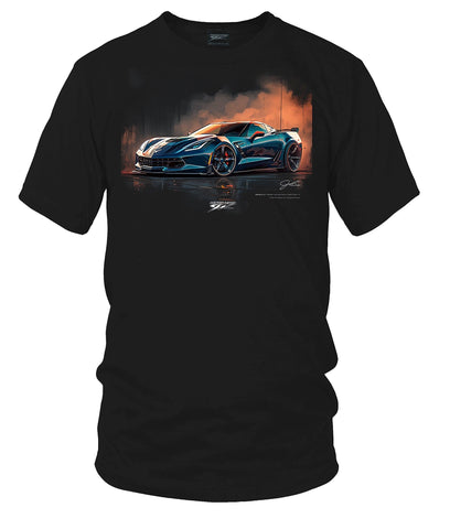 Image of Corvette black c7 illustrated - Corvette C7 Illustrated shirt - Wicked Metal