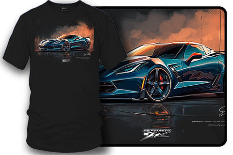 Image of Corvette black c7 illustrated - Corvette C7 Illustrated shirt - Wicked Metal