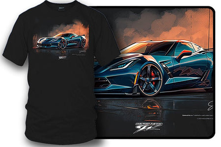 Corvette black c7 illustrated - Corvette C7 Illustrated shirt - Wicked Metal