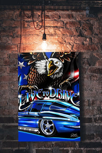 Corvette C2 Live to Drive art, Muscle Car wall art - garage art - Wicked Metal