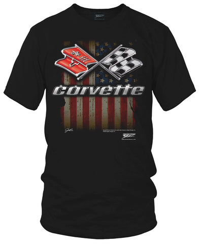 Image of Corvette c3 Flag - Corvette C3 Flag logo shirt - Wicked Metal