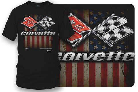 Image of Corvette c3 Flag - Corvette C3 Flag logo shirt - Wicked Metal