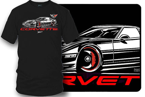 Image of Corvette c4 Stylized - Corvette C4 Stylized logo shirt - Wicked Metal