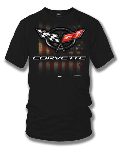Image of Corvette c5 logo - American Flag C5 logo shirt - Wicked Metal
