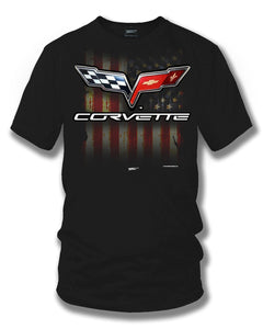 Corvette c6 logo - American Flag C6 logo shirt - Wicked Metal