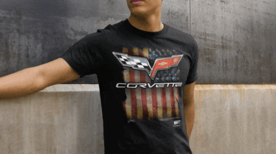 Image of Corvette c6 logo - American Flag C6 logo shirt - Wicked Metal